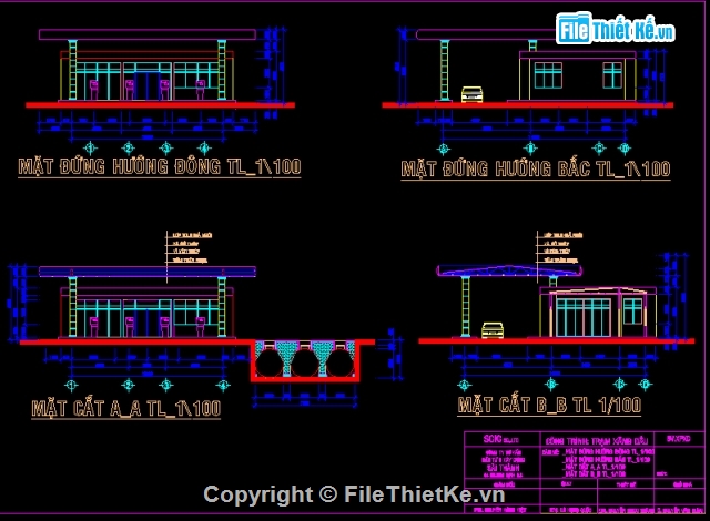 File thiết kế Bản vẽ autocad cây xăng đẹp và đạt tiêu chuẩn